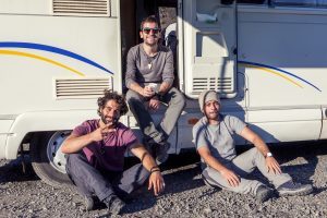 Friends in RV at music festival