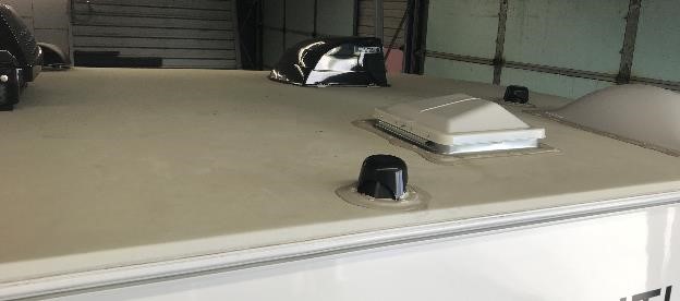 It is important to inspect the RV roof on a routine basis and to maintain the seals around all protrusions.
