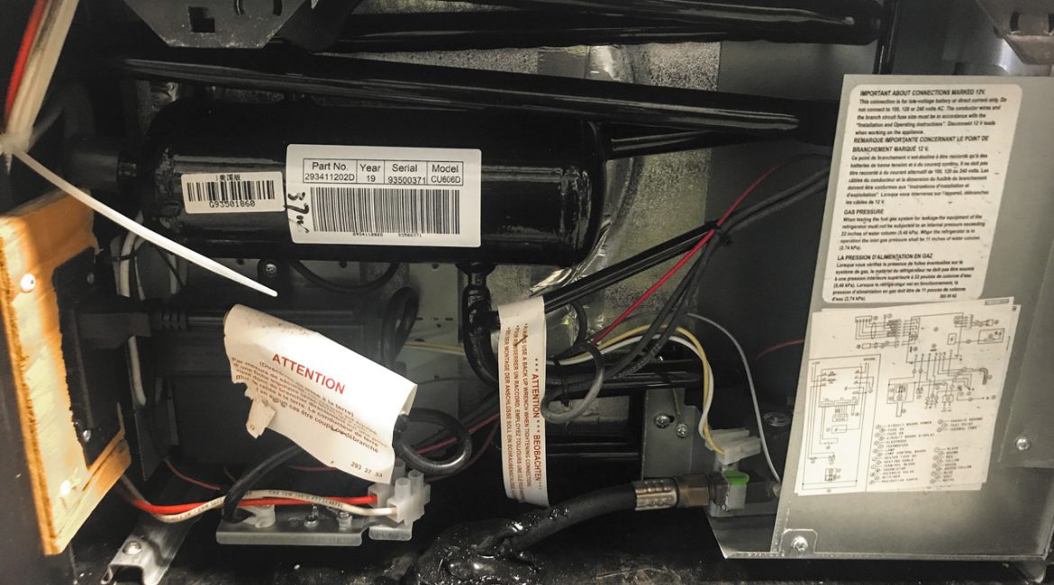 In addition to keeping the inside of an RV refrigerator clean, owners need to clean the exterior compartment periodically. Remove the vent cover and use compressed air or a vacuum to do the job.